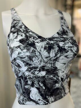 NWT Oalka Floral Black and White Longline Sports Bra S